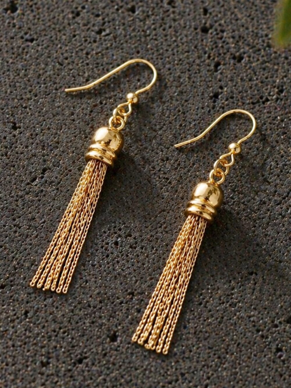 NORDSTROM Classic Gold Tassel Drop Earrings 2" 14K Gold Posts Hypoallergenic NWT